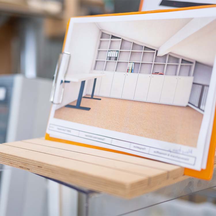 3D-Skizze eines Einbauschranks